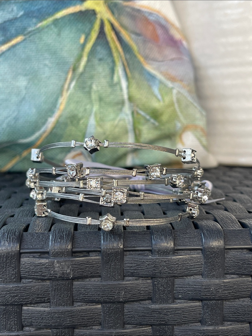 Set of 6 Silver Stackable Bracelets